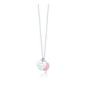 Tiffany & Co Pink Double Heart Tag Pendant